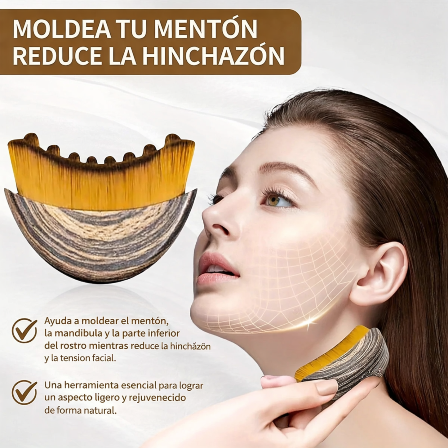 Cepillo Facial Reafirmante con Gua Sha para Ojos y Cuello